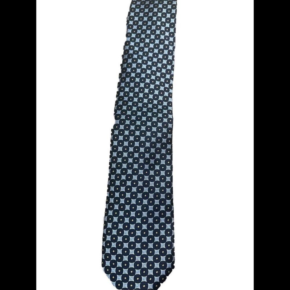 Robert Talbott Carmel Finest Silk Necktie Hand Sewn Made in USA Black Geometric - Picture 1 of 7